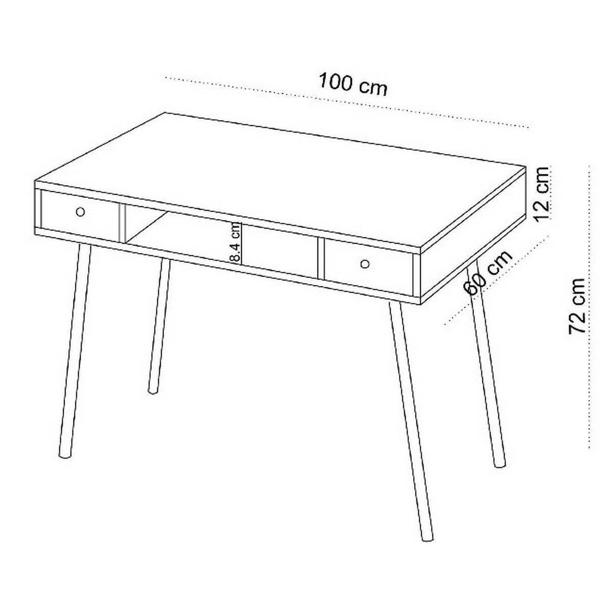 Scrivania Basil, Rovere, Truciolare Melaminico, 100x60x72 cm, EPIKASA