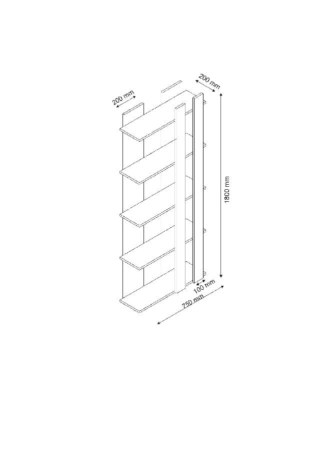 Libreria Tiny, Antracite, Truciolare Melaminico, 75x20x180 cm, EPIKASA