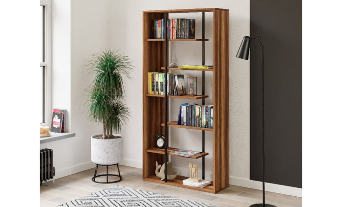 Libreria Labirent, Noce, Truciolare Melaminico, 90x30x183 cm, EPIKASA