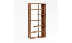 Libreria Labirent, Noce, Truciolare Melaminico, 90x30x183 cm, EPIKASA