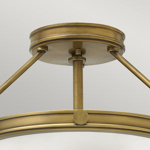 Lampadario Contemporaneo Collier Acciaio Ottone Antico Vetro 3 Luci E14