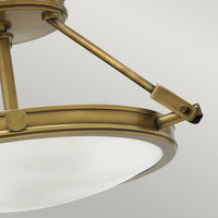 Lampadario Contemporaneo Collier Acciaio Ottone Antico Vetro 3 Luci E14