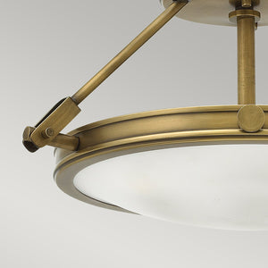 Lampadario Contemporaneo Collier Acciaio Ottone Antico Vetro 3 Luci E14