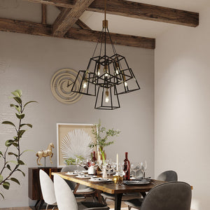 Lampadario Contemporaneo Fu Lighton Acciaio Bronzo Ottone 7 Luci E27