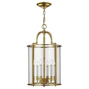 Lampadario Contemporaneo Gentry Ottone Lucido Vetro 6 Luci E14