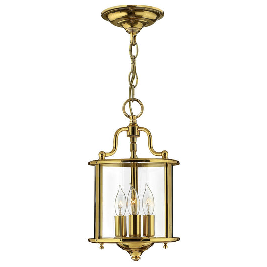 Lampadario Contemporaneo Gentry Ottone Lucido Vetro 3 Luci E14