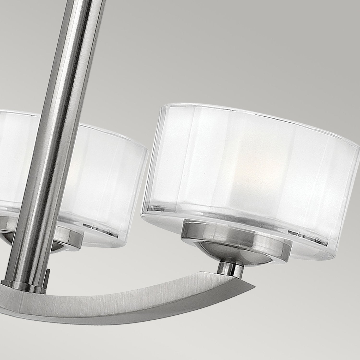 Lampadario Contemporaneo Meridian Acciaio Nichel Spazzolato Vetro 3 G9 3 Led