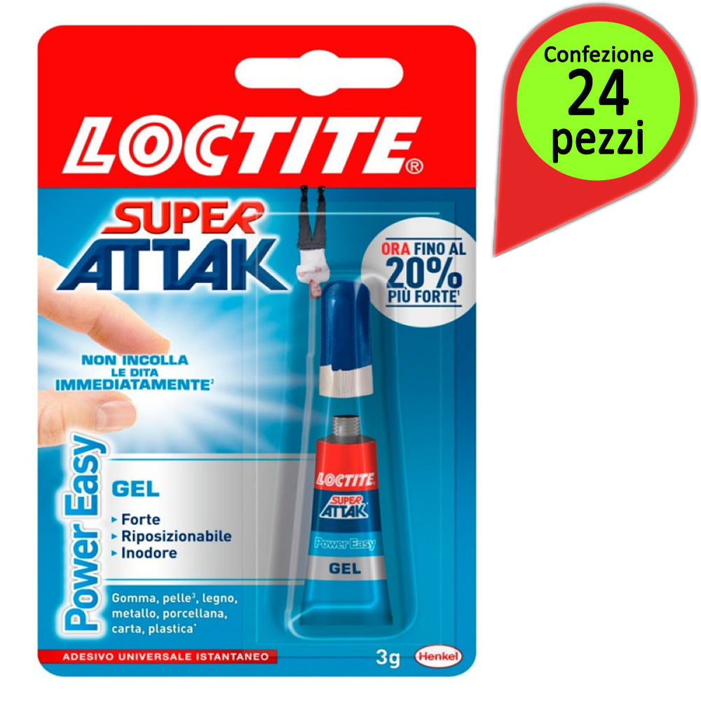 Loctite super attak power easy confezione da 24 tubi da 3 gr