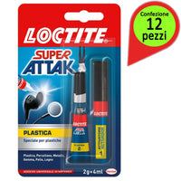 Loctite colla super attak plastica confezione da 12 tubi da 2 gr + 4 milliliter