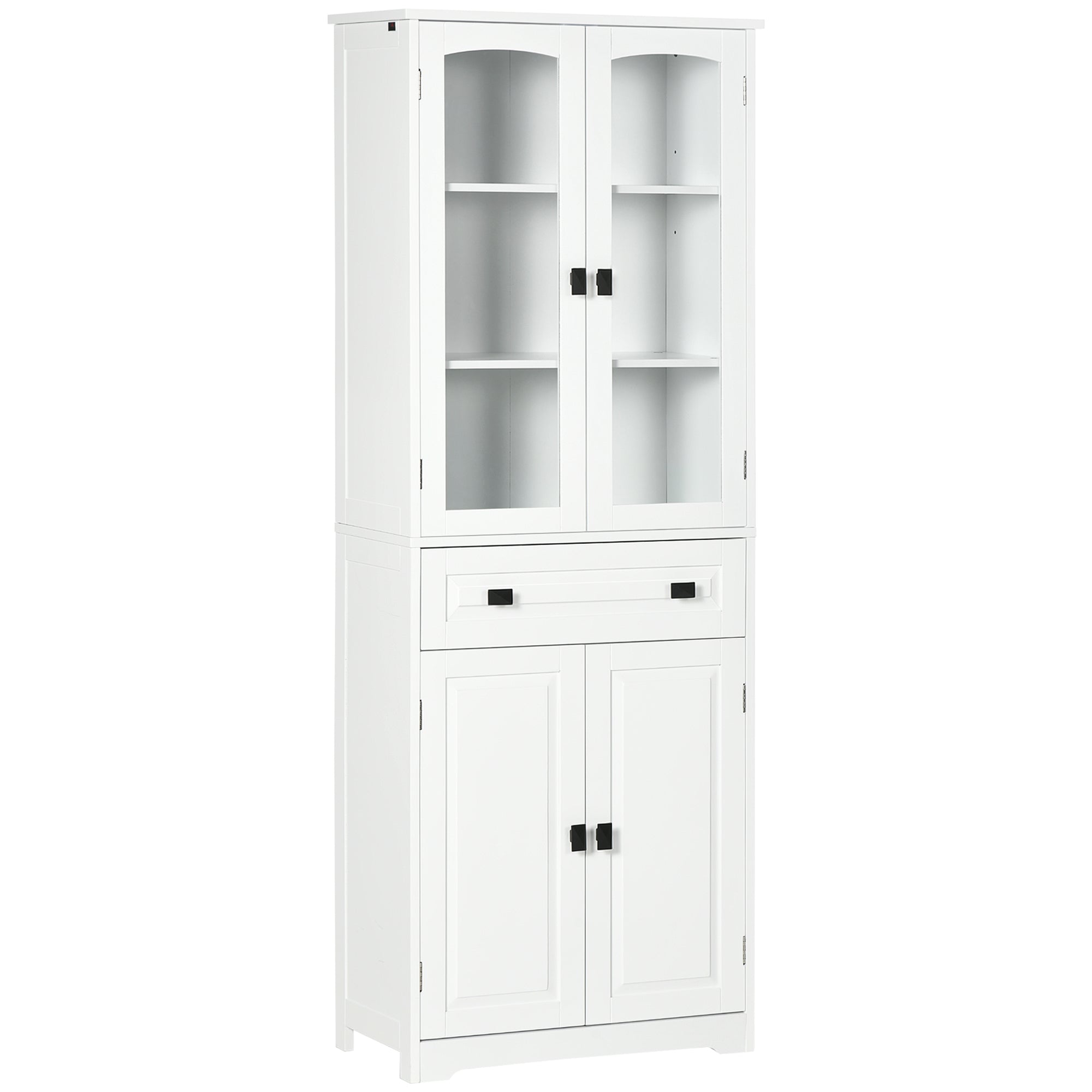 Credenza da Cucina Alta con 2 Armadietti e Cassetto 60x30x160 cm Bianco