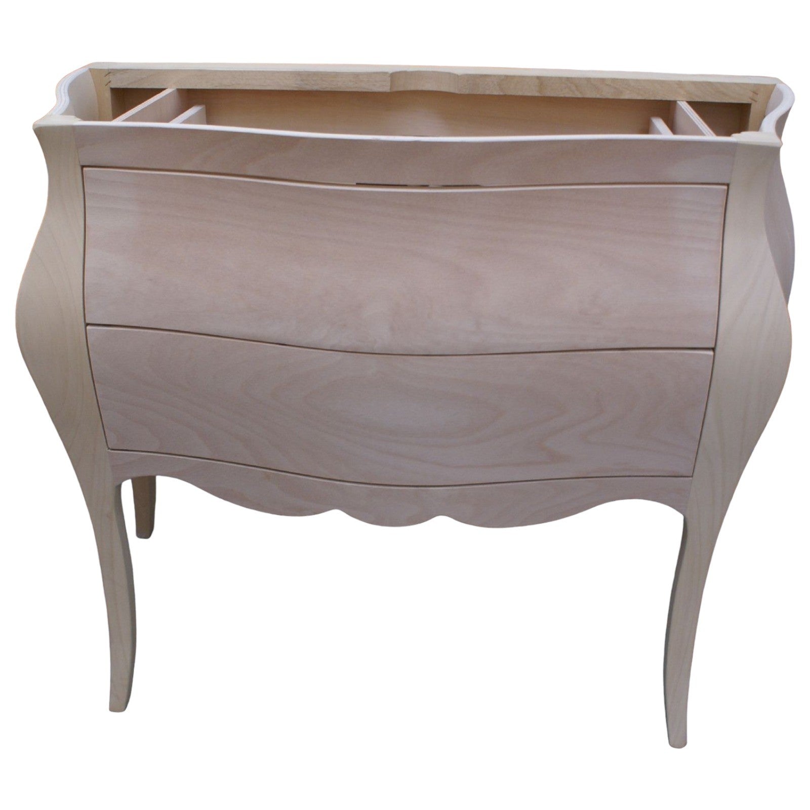 Mobile bagno bombato 2 cassetti grezzo  l.108 p.55 h.82