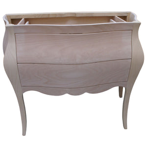 Mobile bagno bombato 2 cassetti grezzo  l.108 p.55 h.82