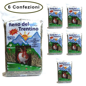 Multipack da 6 pz di fieno del trentino per coniglietti nani e altri roditori 1 kg cad