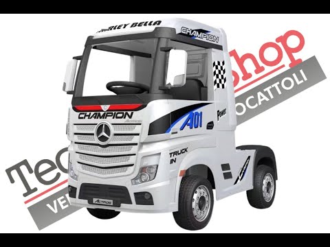 Camion Elettrico per Bambini Truck Mercedes ACTROS 12V Porte Apribili colore Bianco