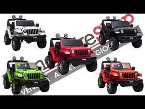 Auto Macchina Elettrica per Bambini JEEP FIAT Wrangler RUBICON 12V 2 Posti  con Monitor 4" Mp4 - Sedile in Pelle -Rosa