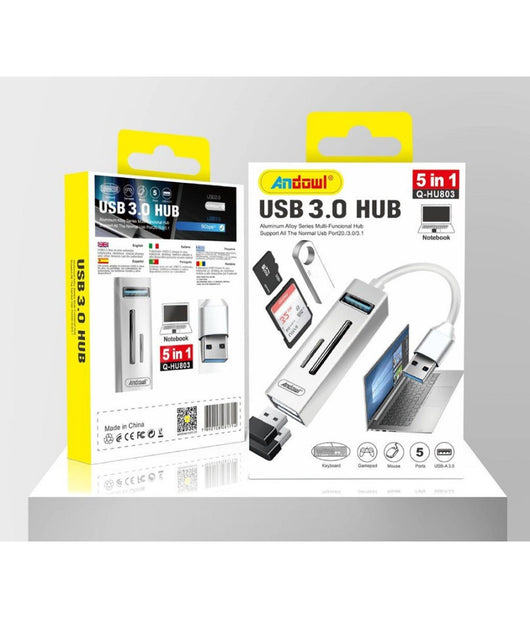 Hub Usb 3.0 5 In 1 Lettore Di Memorie Pendrive Usb Computer Pc Notebook Q-hu803         