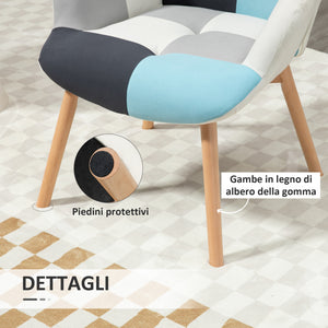 Poltroncina da Camera 66x76x98 cm in Velluto Trapuntato Multicolore