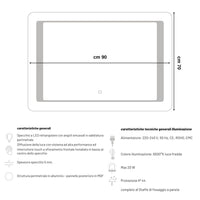 Ogomondo specchio 5 mm rettangolare cornice led interruttore touch alluminio mdf *** misure 90x70 cm, tonalità stand...