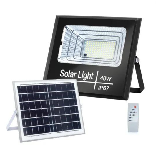 Proiettore led solare 40 watt nero policristallino ip67 6500k