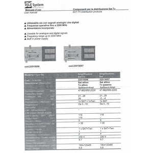 Amplificatore telesystem 22515056 sat attivo tv attivo frequenza 47-862/950-2200