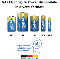 Varta batteria longlife power mezza torcia c alcalina blister 2 pezzi