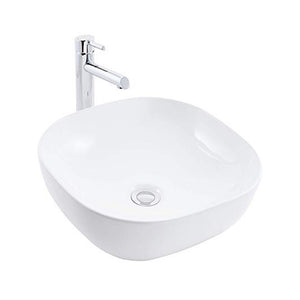 Lavabo da appoggio ceramica bianco tondeggiante lavandino lavello arredo 44x44x14 cm *** finitura- opaco, confezione 1