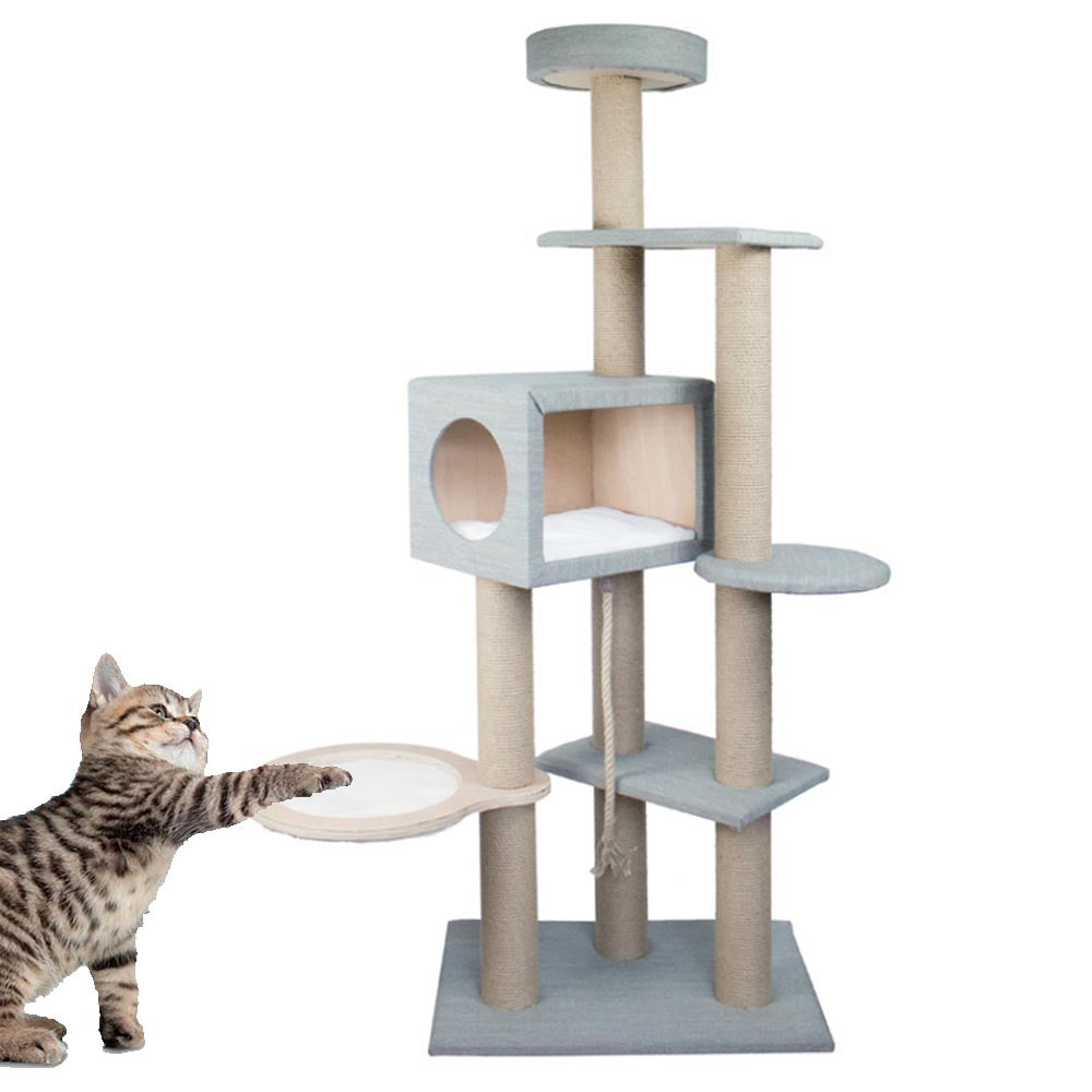 Tiragraffi per gatto graffiatoio altezza 165 cm design ghiaccio in corda sisal