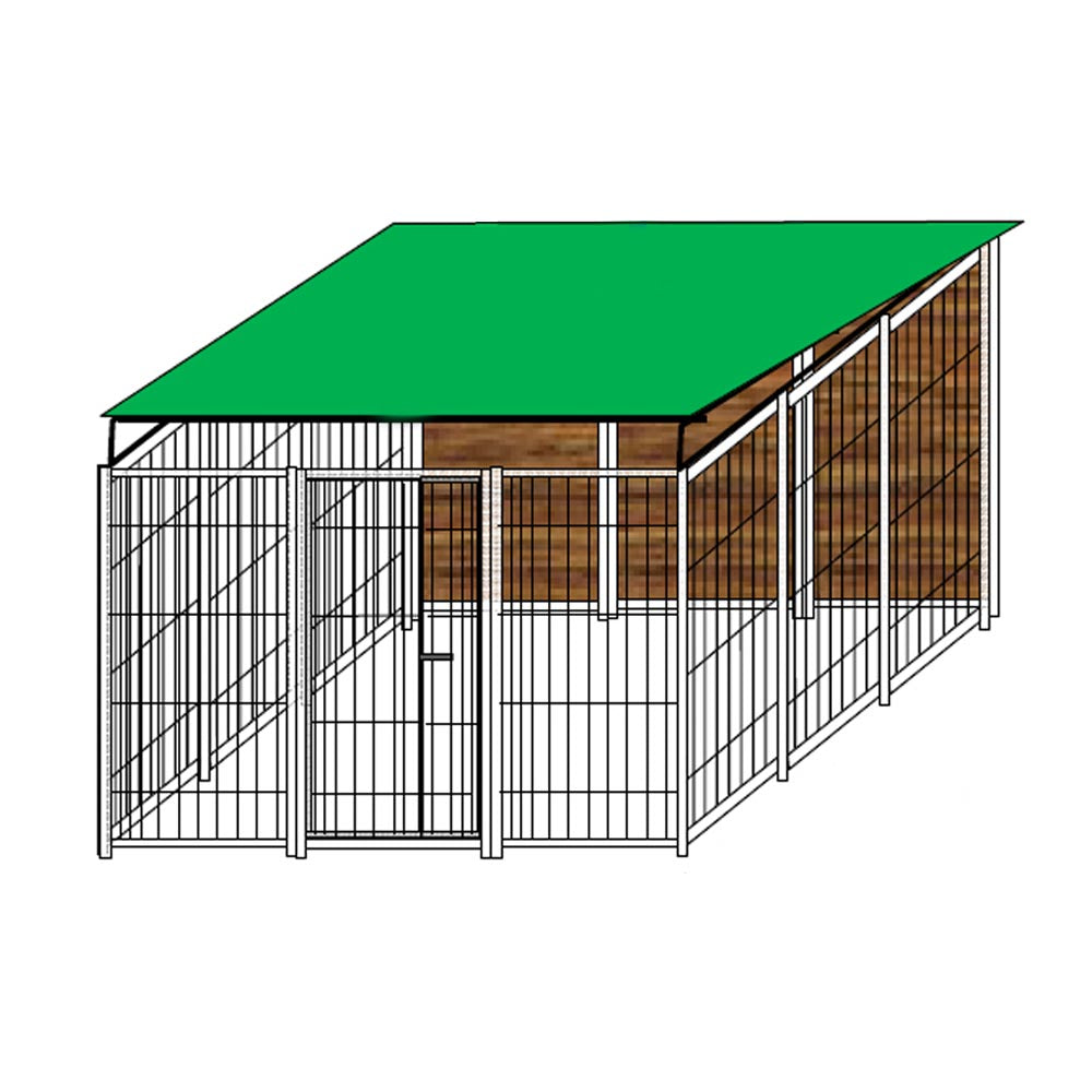 Recinto per cani da 3x3 metri coperto con tetto e retro in legno zincatura elettrolitica