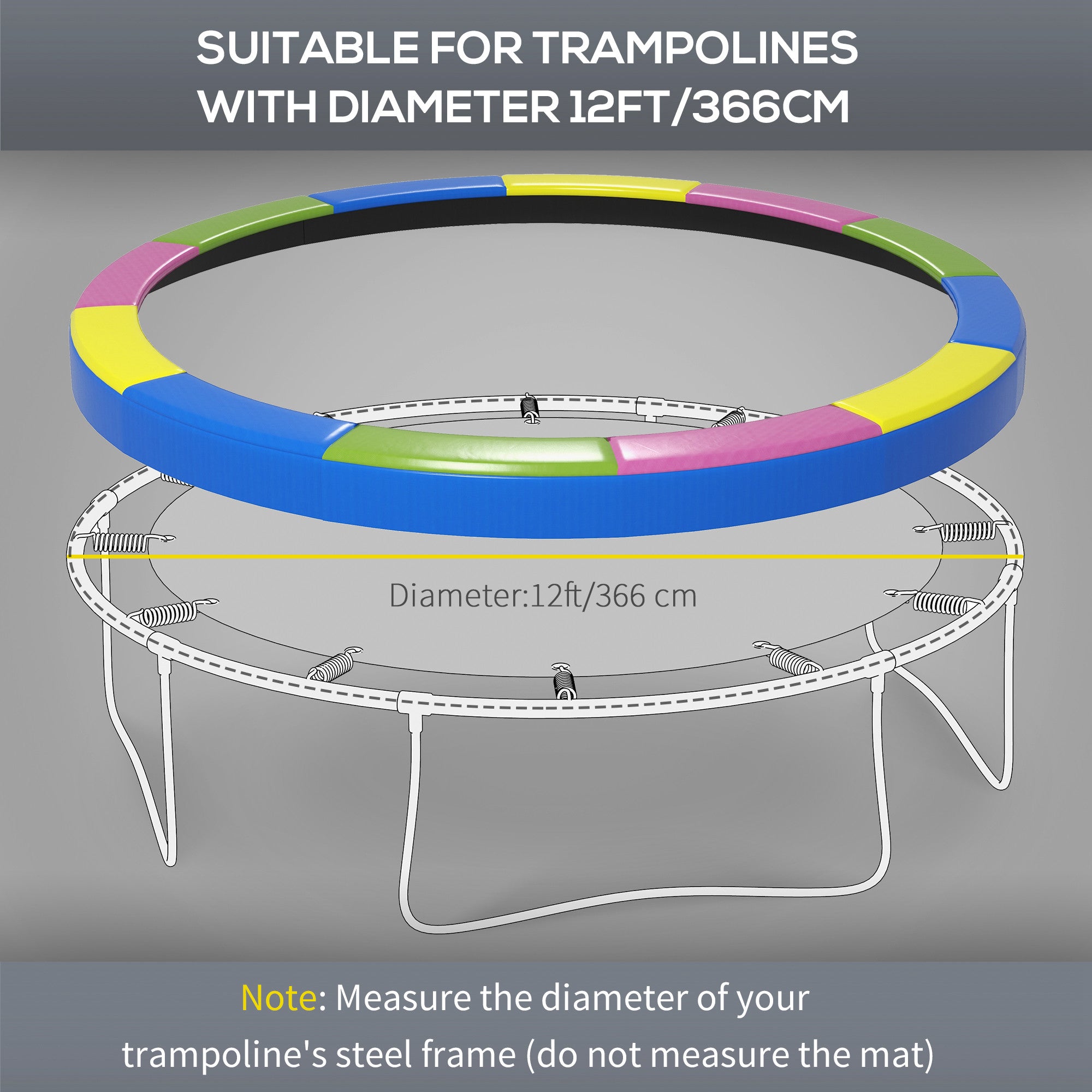 Copertura Tappeto Elastico  Pieghevole e Portatile Ø366x30 cm in Plastica PE e Schiuma Multicolore