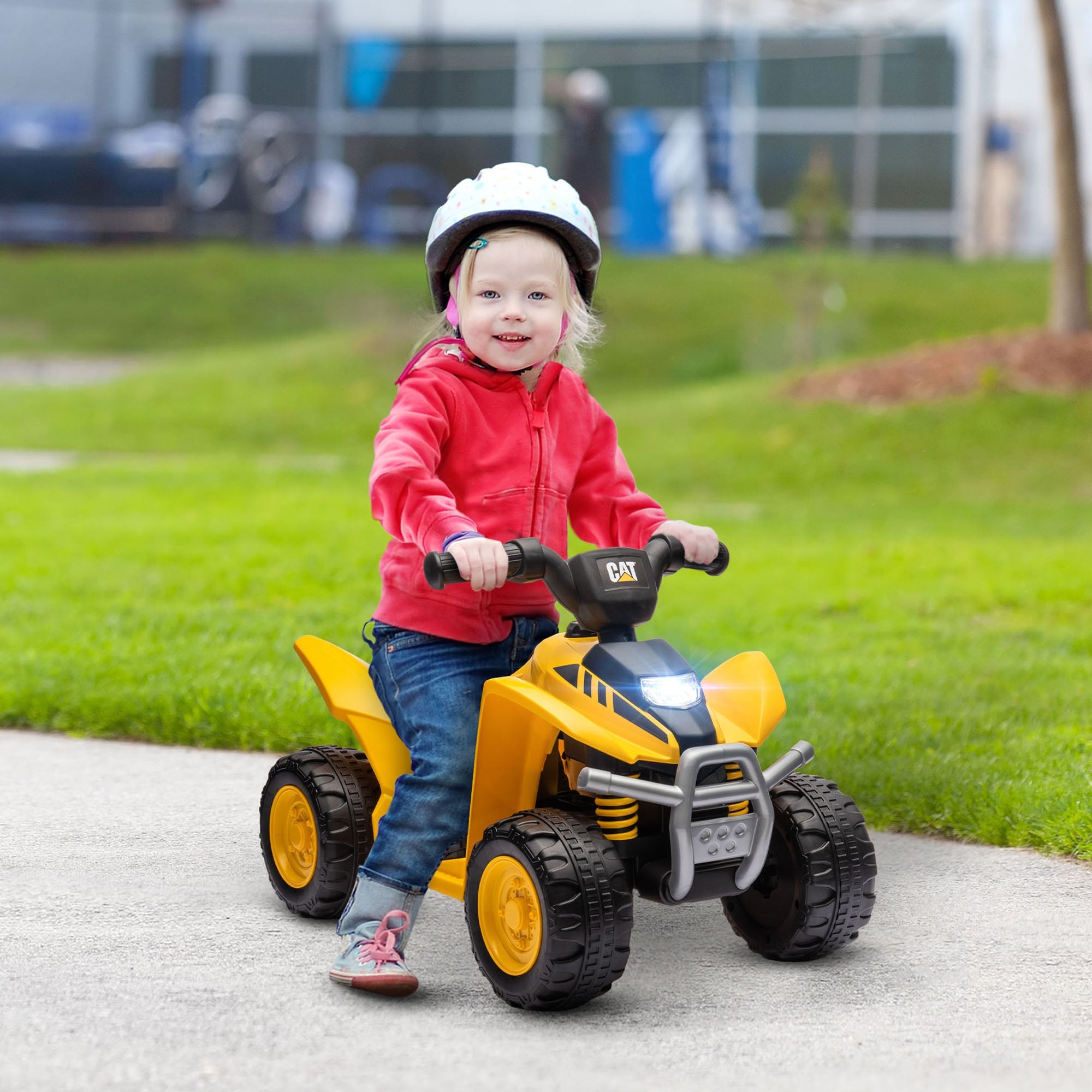 Mini Quad Elettrico per Bambini 6V Clacson e Fari con Licenza Caterpillar Giallo