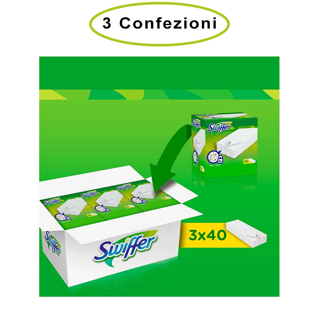 Swiffer panni di ricambio cattura polvere per scopa swiffer 3 confezioni da 40 panni