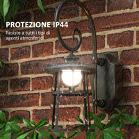 Lampada da Esterno con Pannello Solare 16,5x25,5x41 cm Impermeabile IP44 e Accensione Automatica Nero