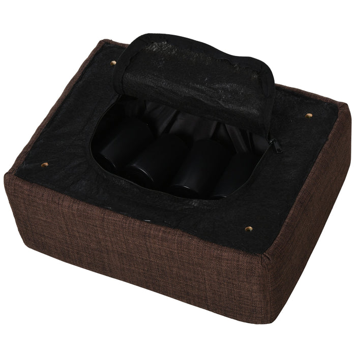 Pouf Poggiapiedi Imbottito 40x30x24 cm in Tessuto Effetto Lino Marrone Scuro