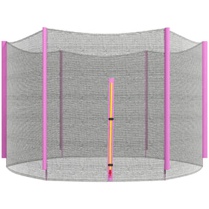 Rete di Protezione per Trampolini a 6 Pali con Ingresso con Cerniera Ø244x180 cm in PE Nero e Rosa