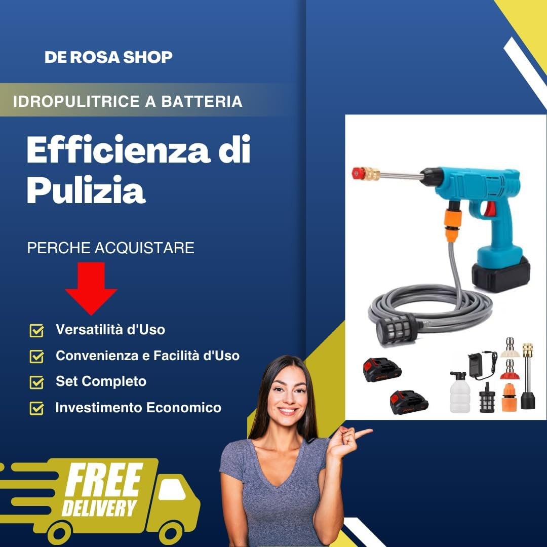 Idropulitrice a Batteria Senza Fili con Pistola Elettrica Alta Pressione