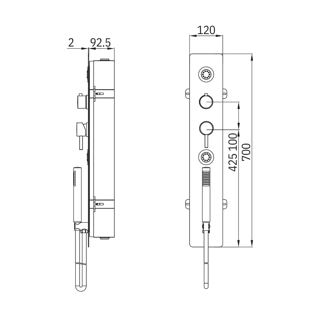 Wall kit a parete da incasso a muro acciaio inox + soffione doccia a parete acciaio inox punta tonda