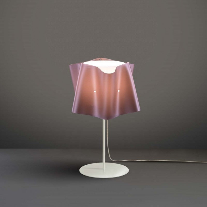 Lampada da tavolo con base e stelo metallo FOLIO paralume Rosa diametro 25x h37 cm