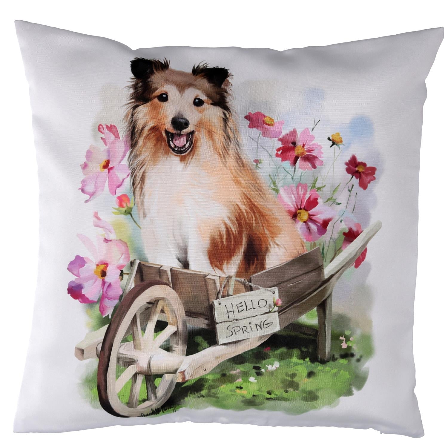 Cuscino tessuto con cane bianco cm43x43