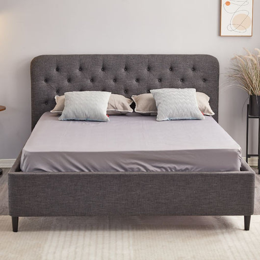 Letto matrimoniale contenitore Idra grigio scuro testiera con bottoni L 170 x P 207,5 X H 114 cm