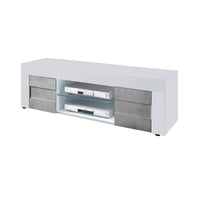 Base Porta TV bianco lucido 2 ante grigio cemento L.138 P.42 H.44 cm EFFEZ