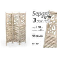 Paravento Separe' in legno naturale divisorio  cm 120 x 170