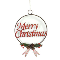 Decorazione metallo merry christmas rosso cm18x3x27