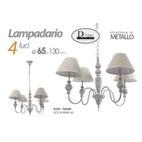 Lampadario stile shabby anticato 4 luci cm 65