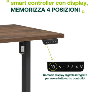 Scrivania Regolabile in Altezza Standing Desk con 4 Altezze Display e Motore 150x69 cm Noce Brera e Nero