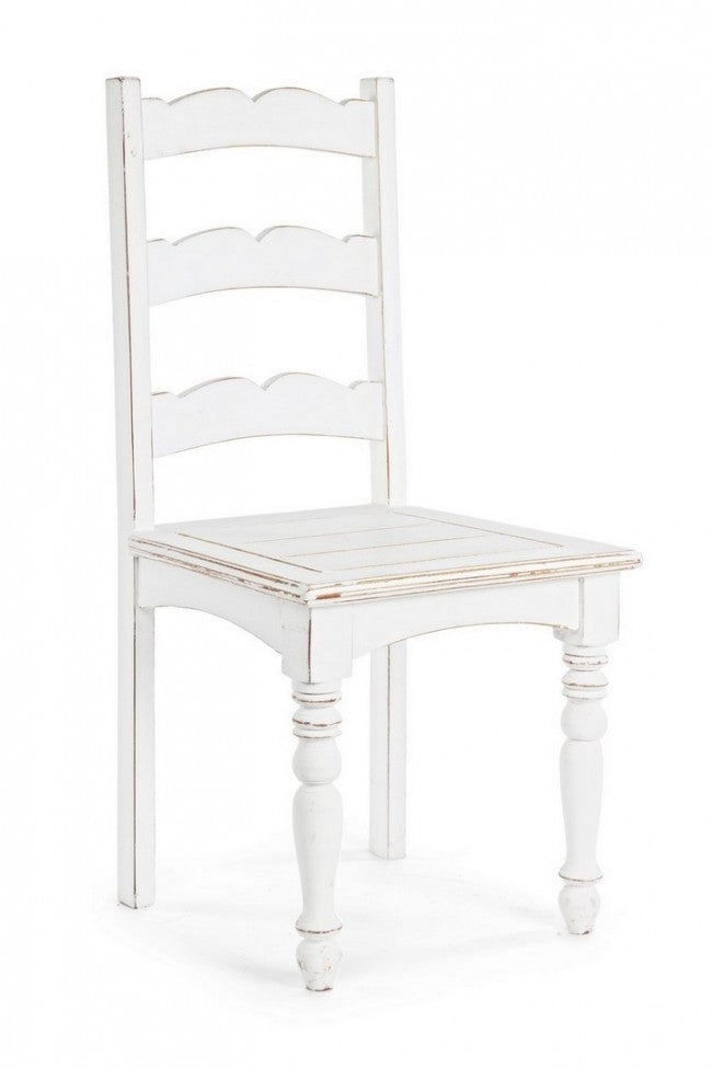 Sedia Colette in legno stile rustico bianco shabby