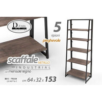 Libreria scaffale urban industrial cm 64 x 32 x 153