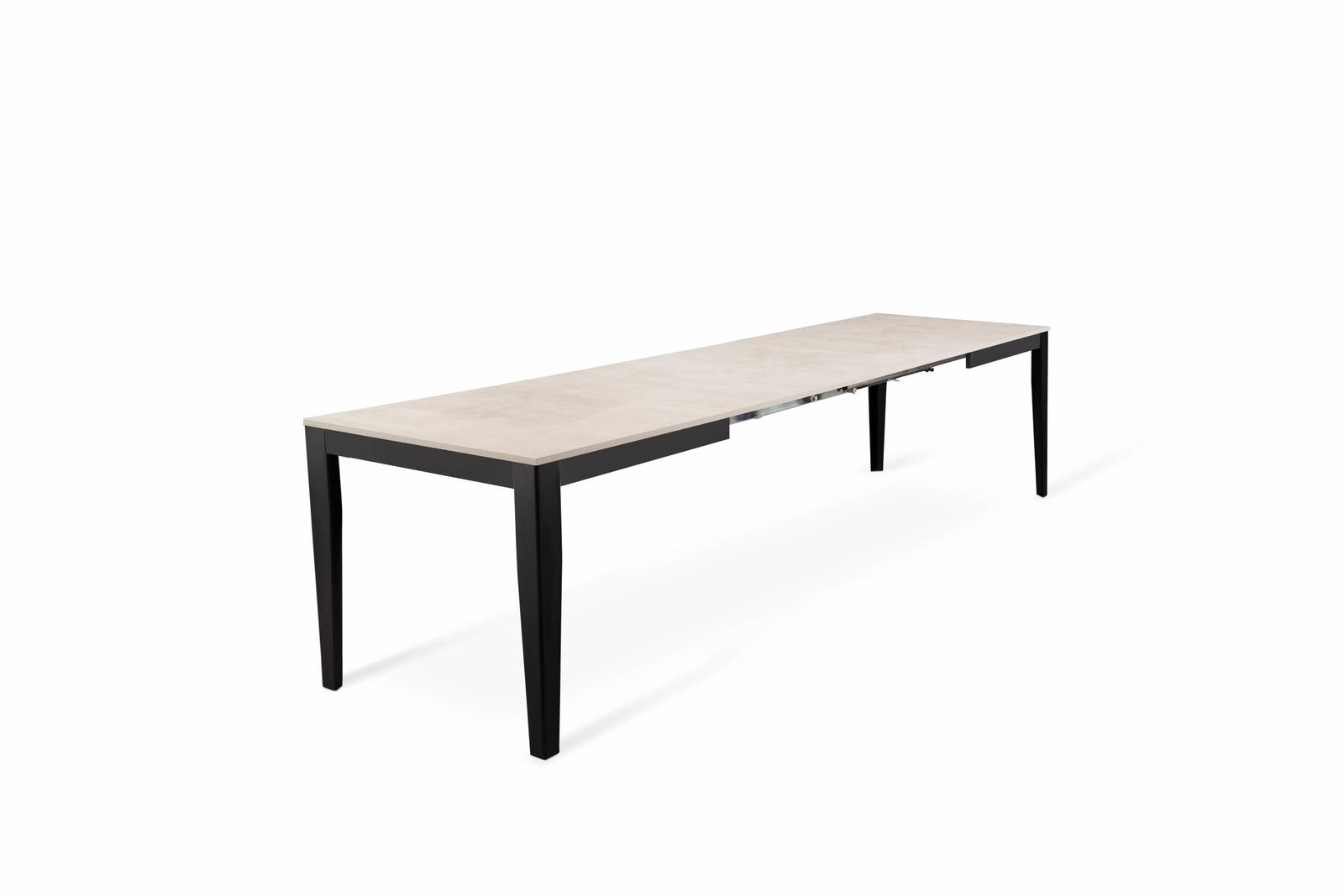 Tavolo allungabile cemento bianco-nero 80 cm x 130- 290 cm H. 76 cm