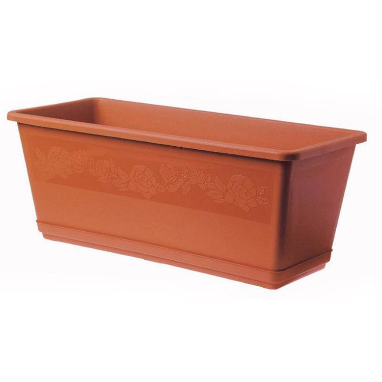 Vaso Fioriera Balconella Con Sottovaso Cm 50 Plastica Terracotta Bama