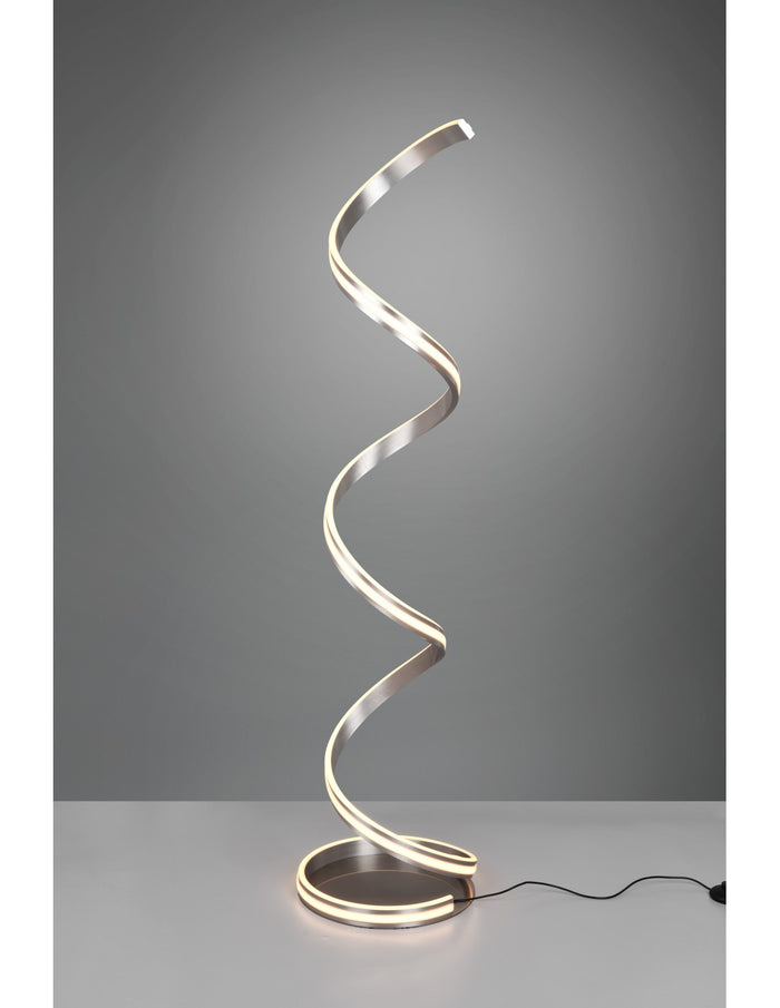 Lampada Da Terra Moderna Yara Spirale Nichel Led Dimmer Trio Lighting