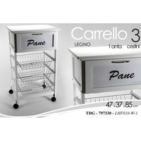 Carrello con ruote  in legno per cucina con casetto cm 47 x 37 x 85 h